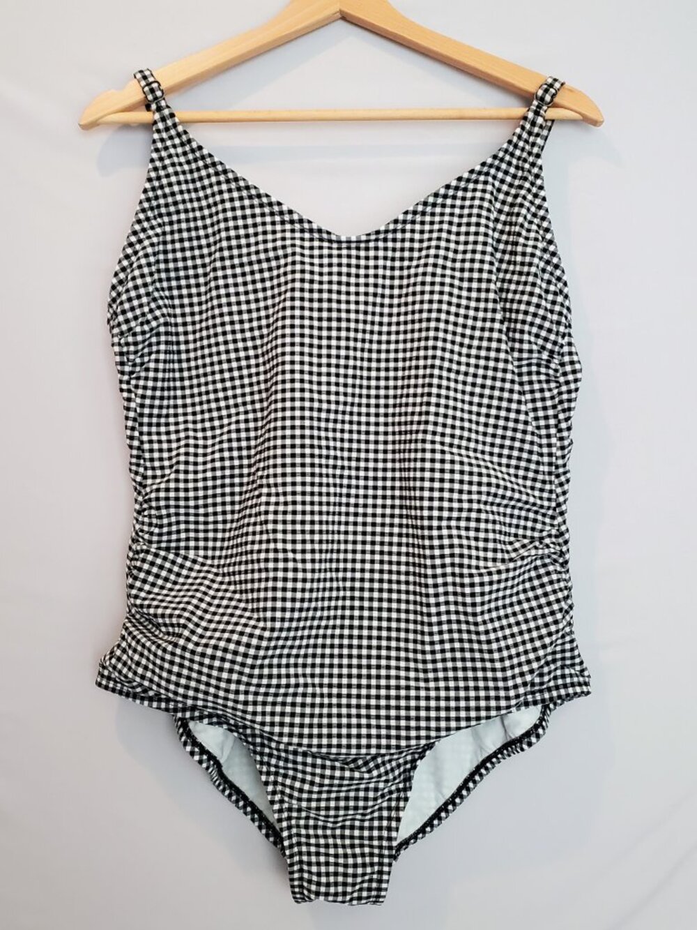 Kona Sol Women's Swimsuit XL One Piece Gingham Retro Old Money Beach Resort Pool